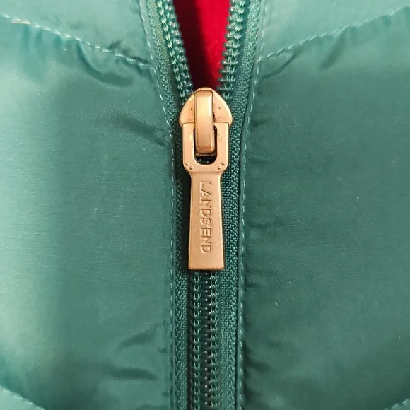 Lands' End Teal Puffer Vest Size Large - Picture 3 of 8